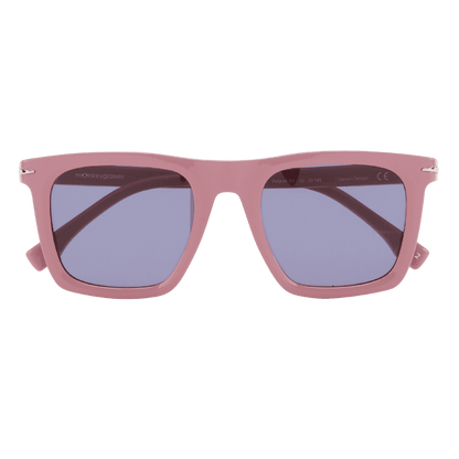 MonkeyGlasses By Sarah Grünewald releve solbrillen er en klassisk firkantet brille med lyserøde farver
