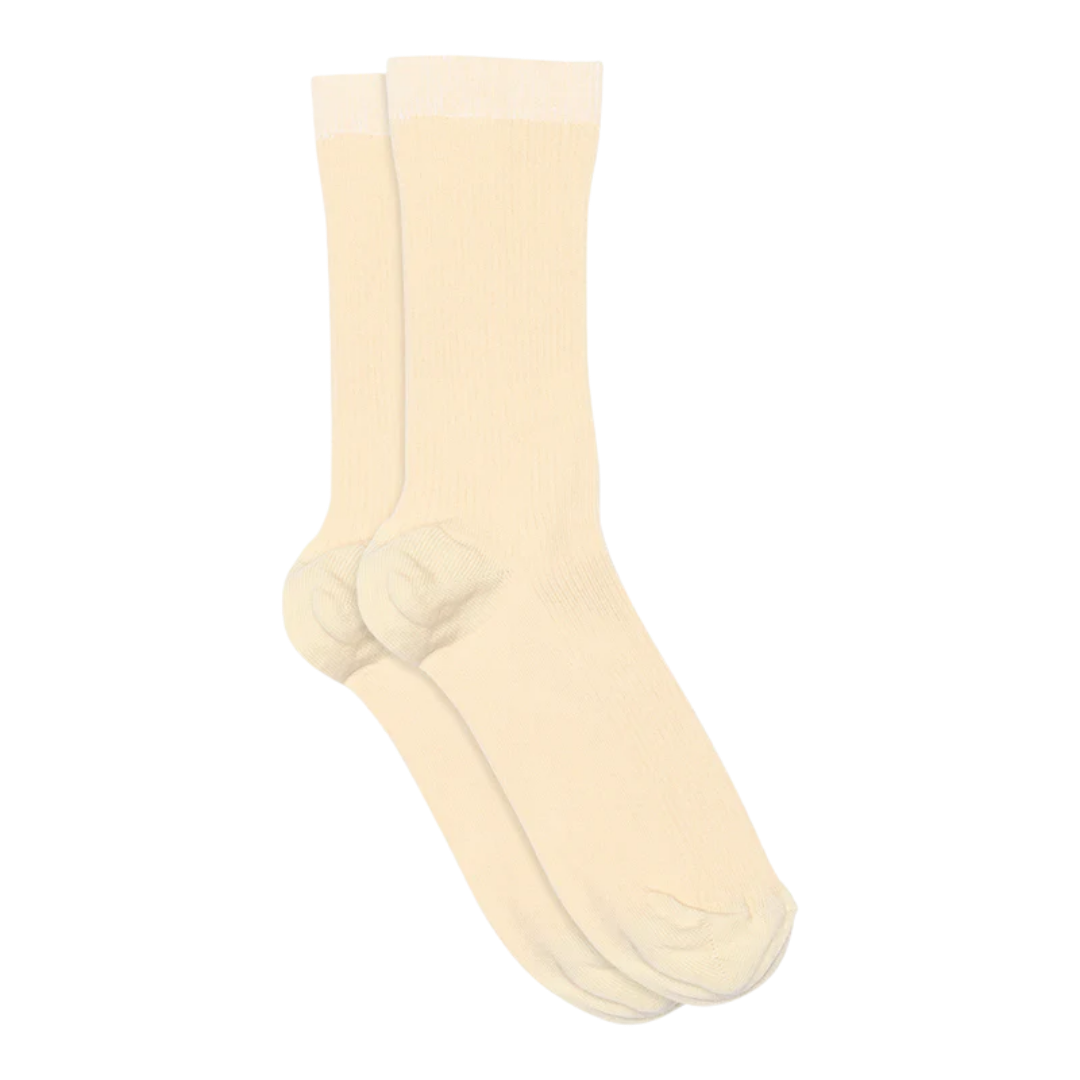 Rib Strømper - Bomuld - Ecru