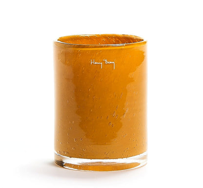 Dean Flowers mundblæst glas i sennepsgul