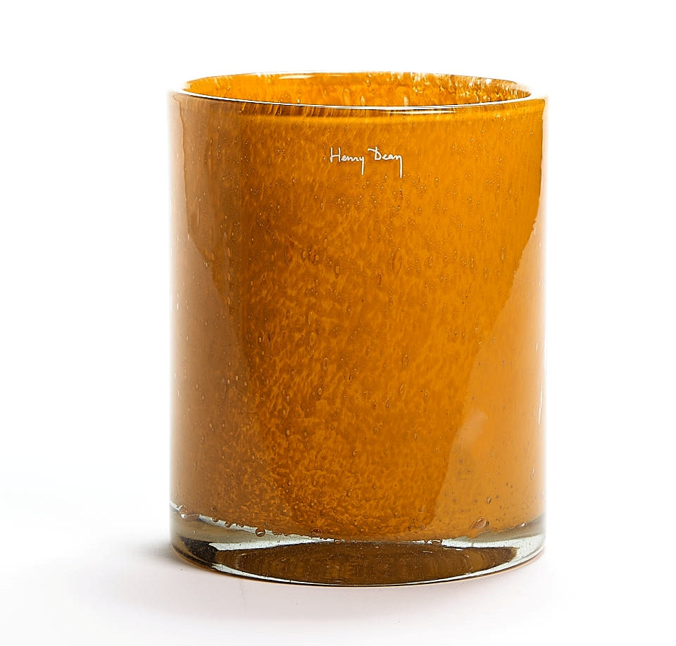 Dean Flowers mundblæst glas i sennepsgul