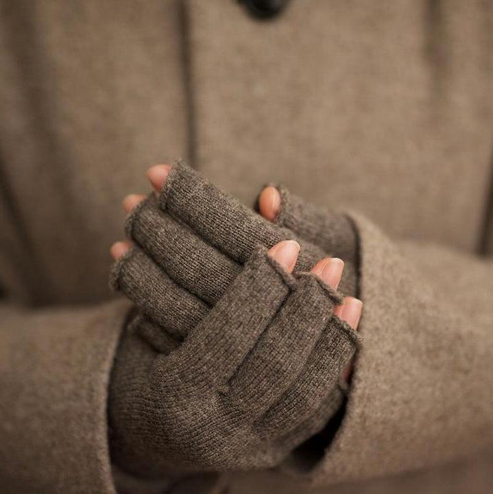 TENI Lange Fingervanter - Uld - Mocha Brown (NK0114)