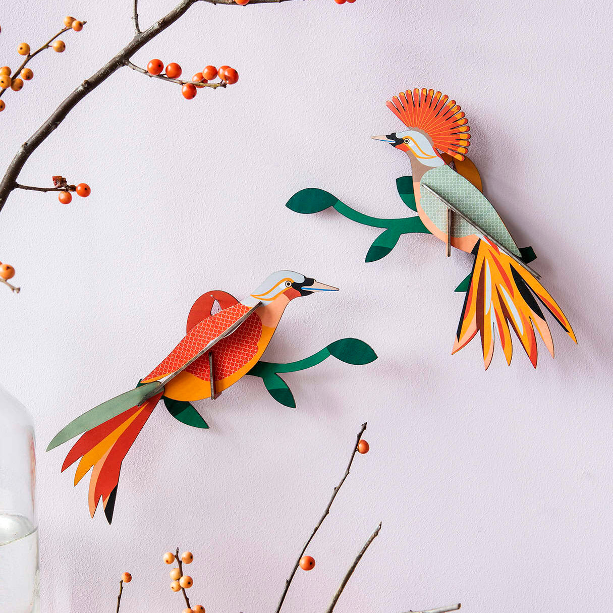 Fugle til at hænge på væggen i 3D.