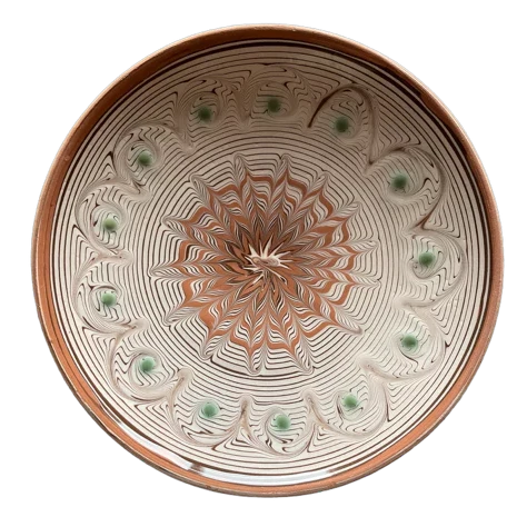 Rumænsk keramik med brune og grønne nuancer