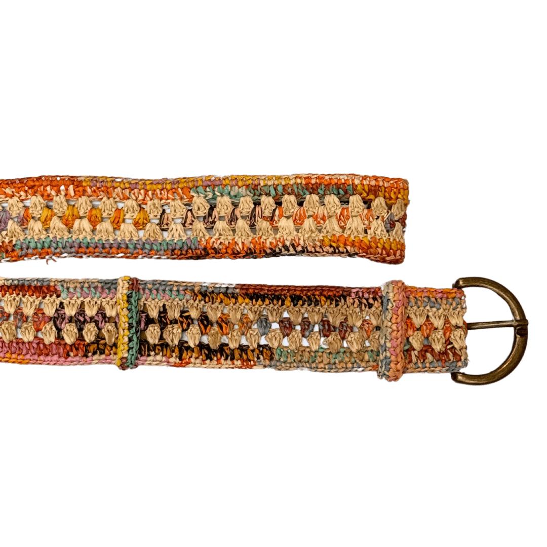 Et multifarvet bælte i raffia fra RABARANY