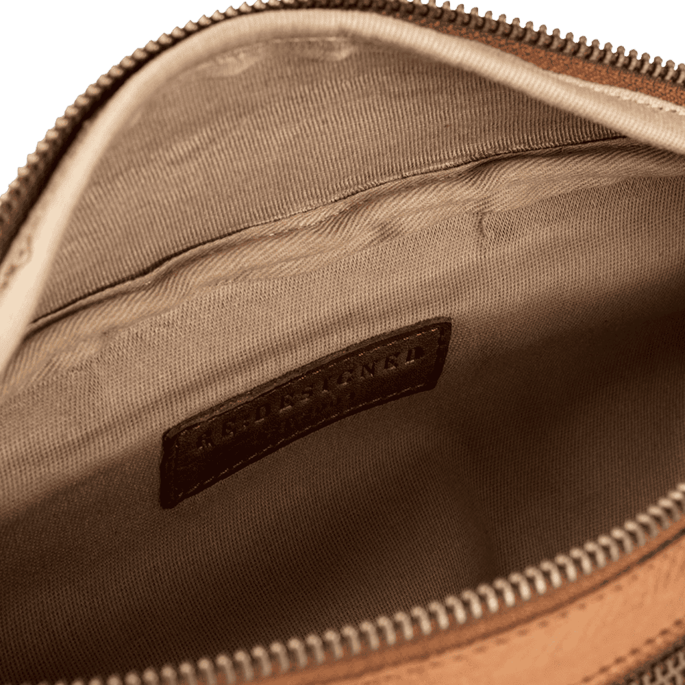 Faust er en bumbag taske fra ReDesigned. Denne er i farven walnut som er en mørkebrun læder