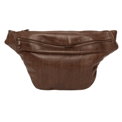 Merla er en stor bumbag taske fra ReDesigned. Denne er i farven woodsmoke som er en mørkebrun læder