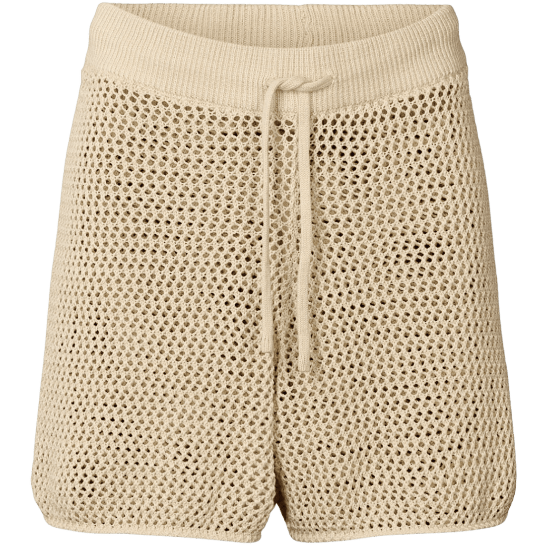 Strikkede shorts i 100% økologisk bomuld med løs pasform og elastisk talje i let mesh-strik.
