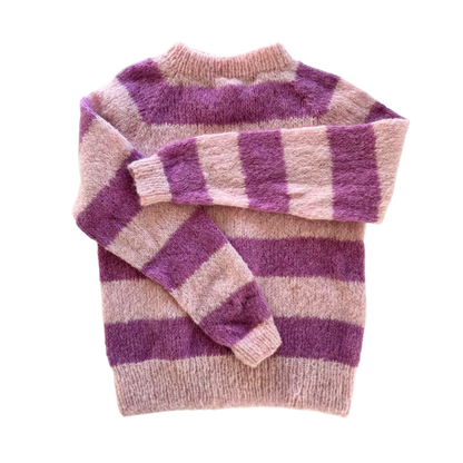 Ida Striktrøje - Alpacamix - Striped It. Pink/Purple