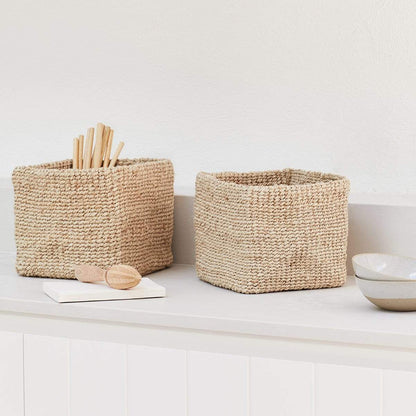 Lille Sona Duo Firkantet Kurv - Jute - Natural