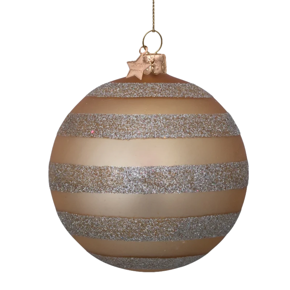 Guld julekugle med guld glimmer striber