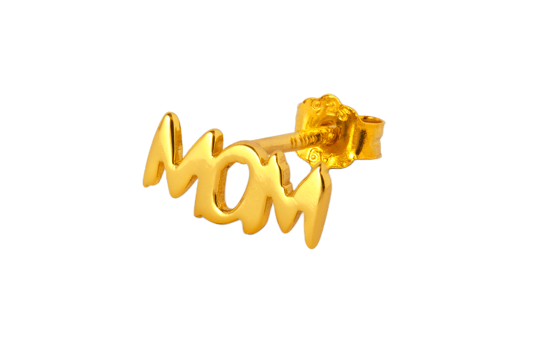 Ørestik/ørering fra LULU CPH i guld som er har skriften &