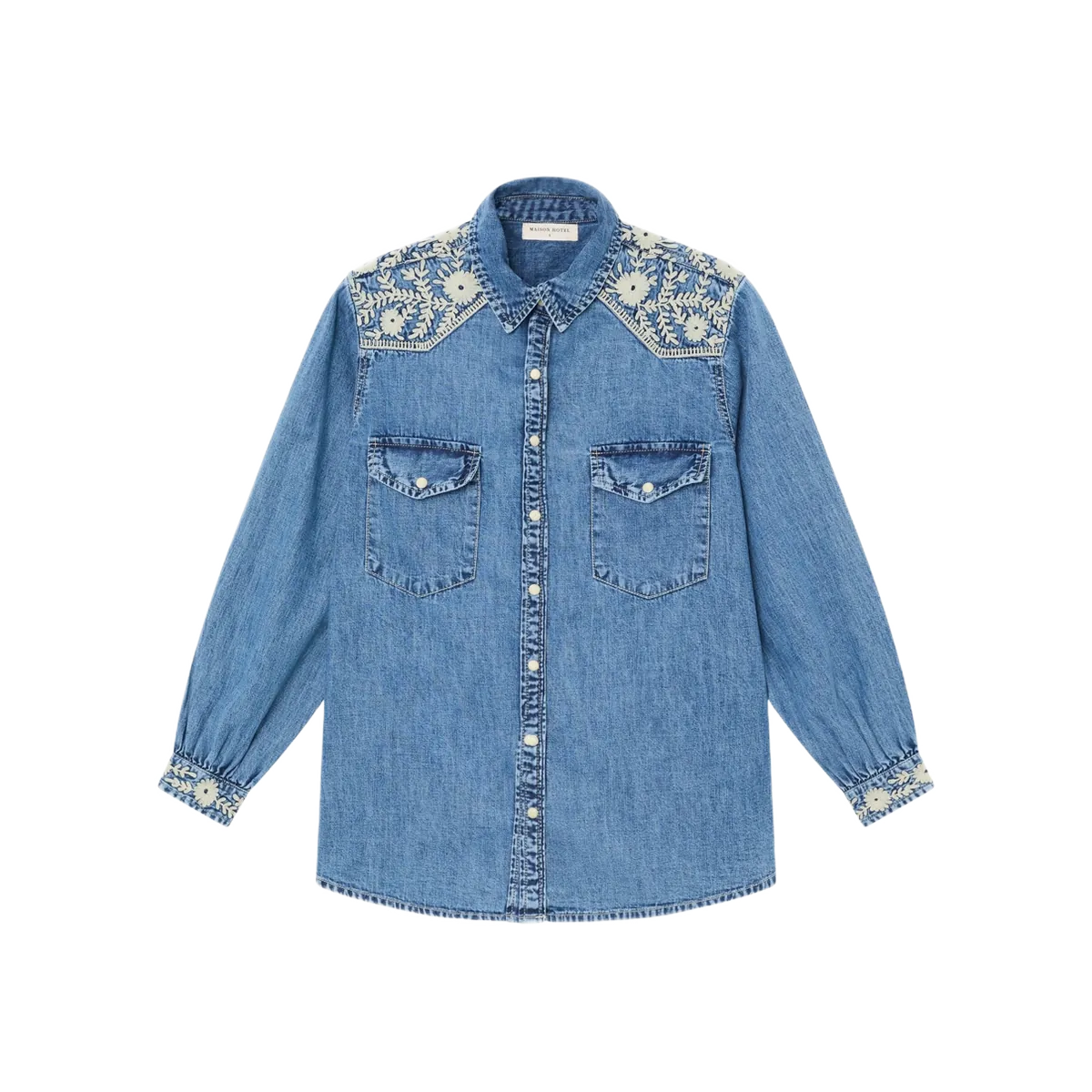 Maison Hotel denimskjorte med broderede western-detaljer og brystlommer