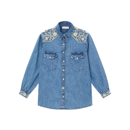 Maison Hotel denimskjorte med broderede western-detaljer og brystlommer