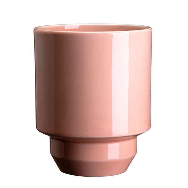 Bergs potte i glasseret. Den er i farven quartz rose, som er en fin lyserød/beige krukke.