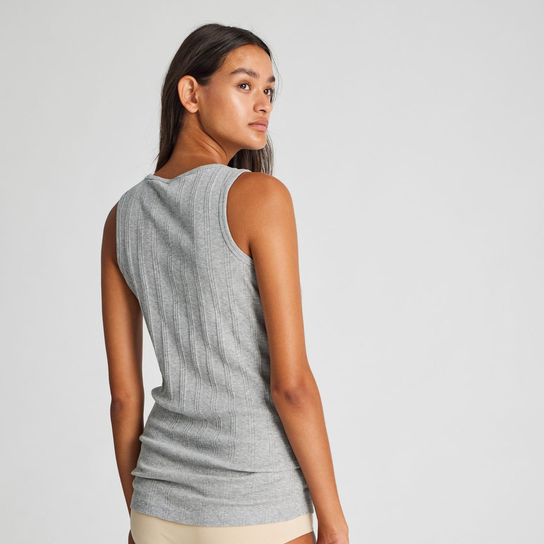 Alberte Top - Øko Bomuld - Light Grey Melange