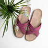Shangies sandaler med jute bun di farven dusty purple