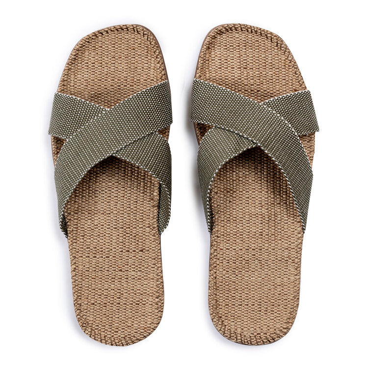 Shangies, grønne unisex sandaler i jute