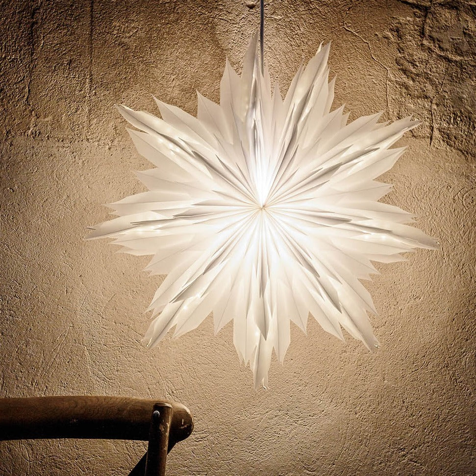 Oplyst, Watt og Veke papirsstjerne i ø60 cm