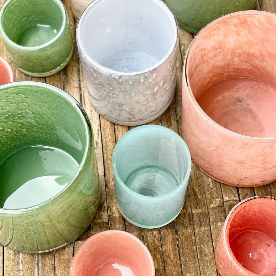 mundblæste glas i pastel farver
