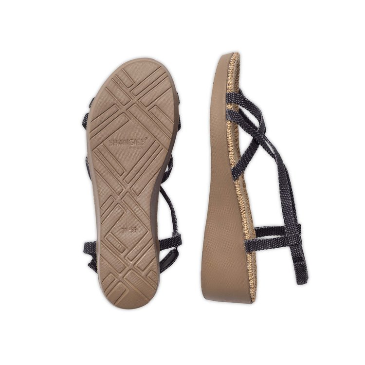 Den feminine mørkeblå sandal med kilehæl Shangies woman 